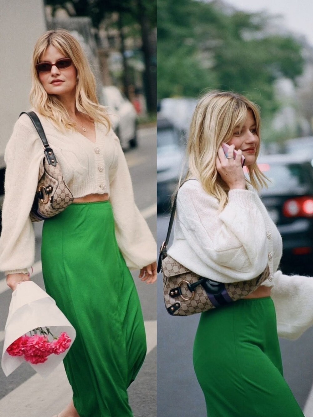 Pujka Green Silky Jupe Mericourt Intimate Design Midi Skirt In Vert NWT FLAWED